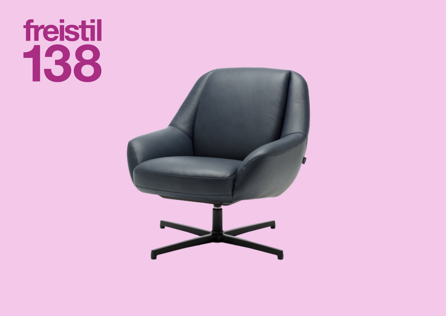 dunkelblauer Ledersessel aus freistil Kollektion 138